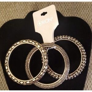 Rion Set of 3 Antiqued Gold Tone Bracelets